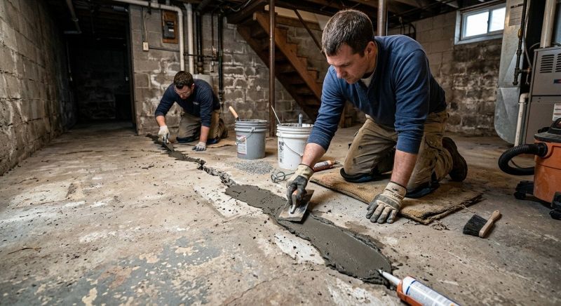Cracked Basement Floor Repair in Kyle, TX